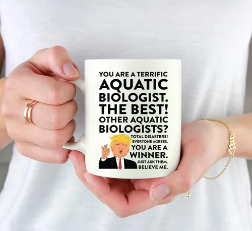 Miniatura 3 de Andaz Press Round 11 oz taza de té de cerámica para café divertido presidente Donald Trump regalo de Navidad, You are a Terrific Aquatic Biologist