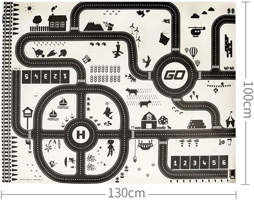 Miniatura 3 de Alfombra de juego para niños, tráfico, rutas de carretera, escena de la ciudad, mapa, modelo, coche, juguete, almohadilla de juego