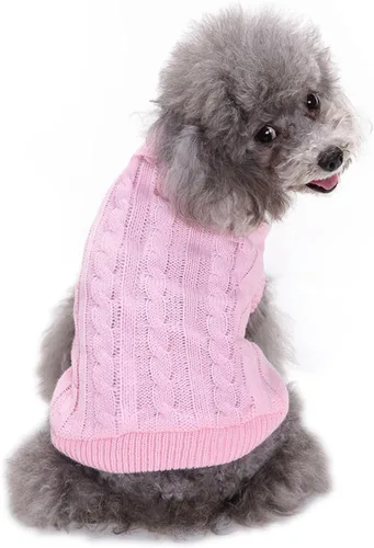 Suéteres tejidos para perros pequeños, sudadera cálida para mascotas y gatos, ropa de invierno, suéter para gatitos y cachorros (X-Small, rosa)