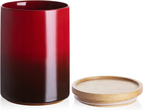 Miniatura 90 de Sweejar Kitchen Canisters - Tarro de cerámica para almacenamiento de alimentos, recipientes apilables con sello hermético y tapa de madera