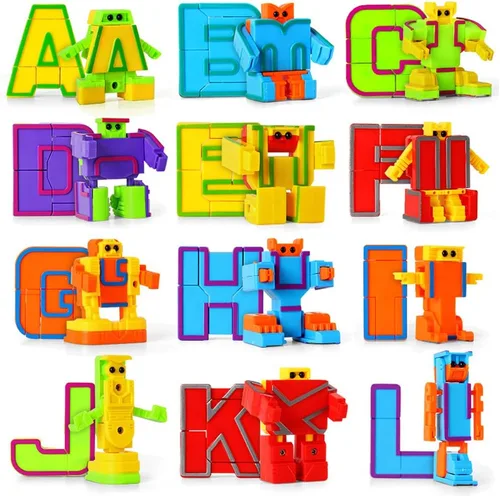 Alfabeto Robots juguete para niños ABC aprendizaje educación preescolar juguetes 26 piezas/caja de regalo