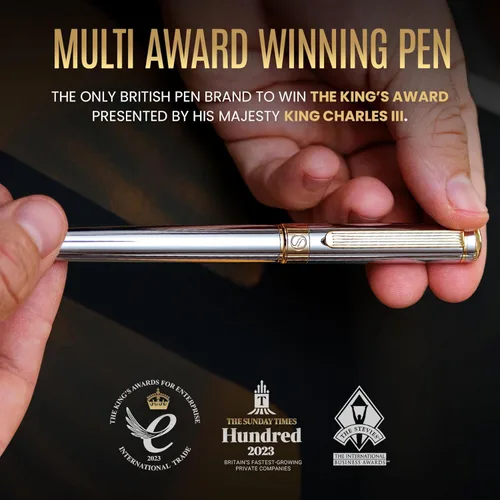 Miniatura 8 de Scriveiner - Bolígrafo de bola cromado plateado – Impresionante pluma de lujo, chapado en oro real, repuesto de tinta Schmidt, el mejor juego de 10.