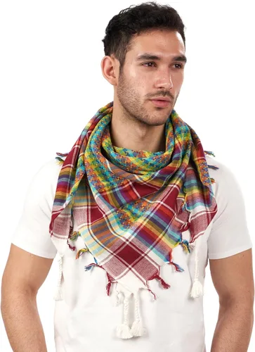 Miniatura 83 de LOVARZI Shemagh Cottons Arab Keffiyeh - Bufanda militar táctica para cabeza y cuello