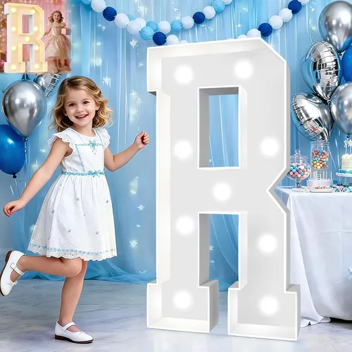 Miniatura 35 de Pooqla Letras de marquesina iluminadas de 3 pies, letras de marquesina con luz LED blanca fría y blanca cálida, letras de mosaico gigante para Letra
