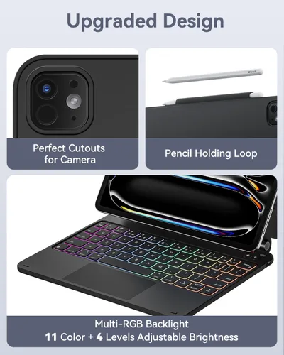 Miniatura 5 de AUSDOM Funda para iPad Pro de 11 pulgadas con teclado (M5/M4, 2025/2024), funda de teclado para iPad Pro de 11 pulgadas (M4) con soporte magnético