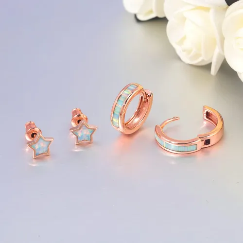 Miniatura 35 de CiNily Aretes Huggie de ópalo con bisagras, chapados en oro, hipoalergénicos, pequeños aretes de aro para mujeres, adolescentes, niñas, hombres