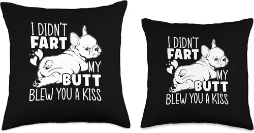 Miniatura 3 de French Bulldog Gifts & French Bulldog Clothing I Didn't Fart My Butt Blew You A Kiss - Almohada de bulldog francés, 16.0 x 16.0 in, multicolor