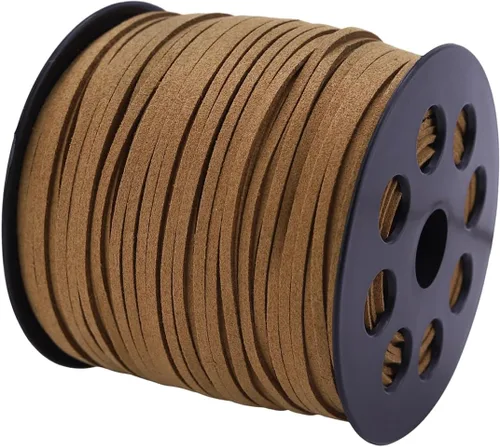 Miniatura 14 de Cordón plano de gamuza de 0.104 in x 100 yardas, cuerda de cuero con carrete en rollo, cordón de piel sintética para hacer joyas, collares, Azul