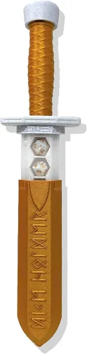 MunnyGrubbers - Soporte para dados de daga de espada - (Juego de 7 dados D20 aleatorios incluidos) - Almacenamiento de dados poliédricos Ángel
