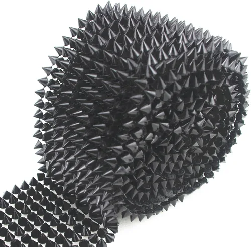 1 yarda para coser en punta, cono plano, punk, moldura de malla Negro