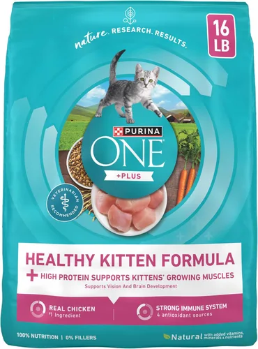 Miniatura 13 de Purina ONE Alimento seco natural para gatitos con alto contenido en proteínas, fórmula para gatitos +Plus saludable - Bolsa de 7 libras
