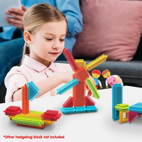 Miniatura 2 de Picasso Toys Bloques de Erizo 4 Figuras de Personajes de Acción Familiar Juguete para Niños Pequeños Construcción Bloques de Baldosas Paquete