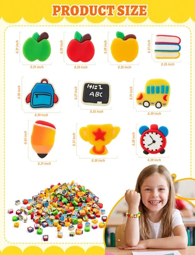 Miniatura 2 de 200 cuentas de arcilla polimérica para el regreso a clases, joyería de regreso a clases, cuentas para profesores para hacer pulseras, collares