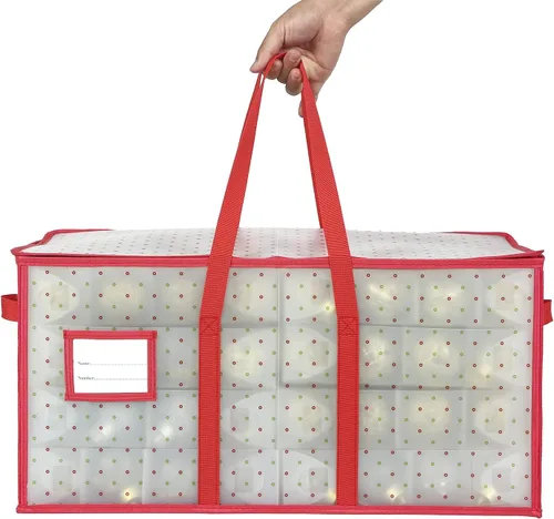 Miniatura 4 de Sattiyrch Caja de almacenamiento de plástico para adornos de Navidad con bandejas, divisores personalizables, soporte organizador de adornos
