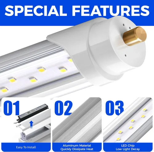 Miniatura 4 de Barrina Lámparas de tubo LED de 8 pies, 44W 5500lm 5000K, súper brillante, bombilla LED T8 T10 T12, luces LED de un solo pin FA8, cubierta