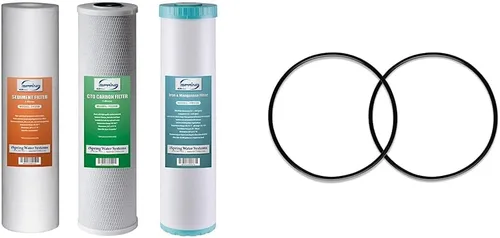 iSpring F3WGB32BM - Juego de filtros de agua de 3 etapas de 4.5 x 20 pulgadas para toda la casa, paquete de repuesto con sedimentos, CTO y ORBX2