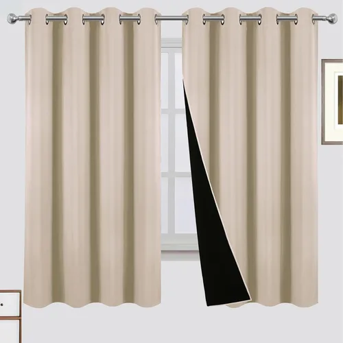 Miniatura 23 de LEMOMO Cortinas 100% opacas de 52 x 95 pulgadas, 2 paneles de oscurecimiento con aislamiento térmico para dormitorio Negro