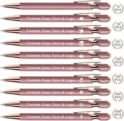 Miniatura 21 de Bolígrafos personalizados a granel, bolígrafos personalizados con nombre/logotipo en ambos lados, regalo de tinta negra, bolígrafo grabado con lápiz