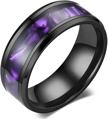 Miniatura 2 de XAHH Anillos para parejas para él y ella, chapado en oro negro, anillo de boda de promesa para mujer, circonita cúbica púrpura, circonita cúbica