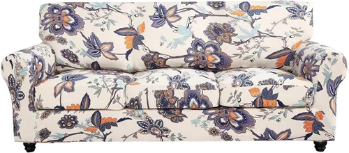 Miniatura 65 de SearchI Funda elástica para sofá con estampado, Fundas para sofá con diseño floral, 2 piezas de funda elástica para sillón con funda de cojín