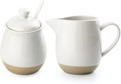 Miniatura 9 de famiware Milkyway Cremera de 13 onzas con asa, jarra de cerámica para café/leche/salsa/servir/ensalada, dispensador de gres para jarabe de arce