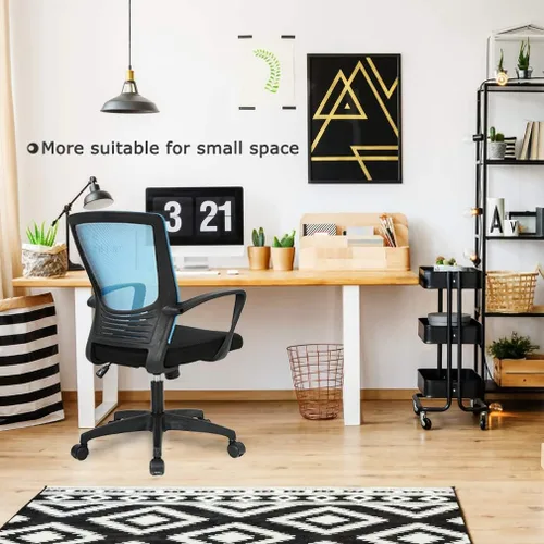 Miniatura 7 de Silla de escritorio de malla para computadora con brazos de apoyo lumbar, elegante silla ejecutiva moderna y giratoria con soporte lumbar