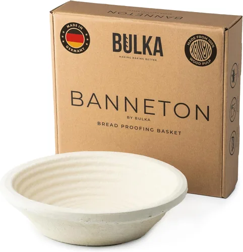 Bulka Cesta grande redonda de 9 pulgadas con ranura de 2.2 lbs, pulpa de madera prensada, cesta a prueba de masa madre – Cuenco antiadherente a