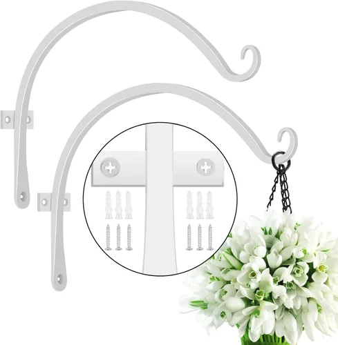 Miniatura 10 de FEED GARDEN Ganchos de pared para plantas colgantes de 10 pulgadas, paquete de 2 soportes de metal resistentes para plantas, con capacidad para 48