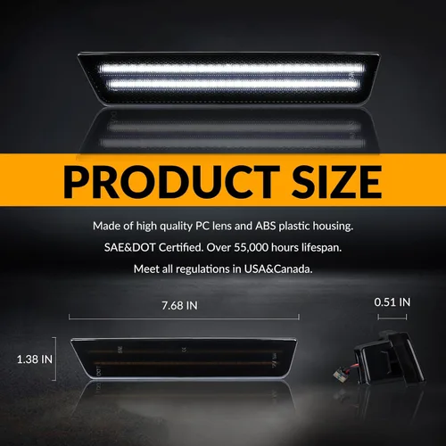 Miniatura 7 de Luces LED de Marcador Lateral Traseras Blancas Reflectores de Lámpara de Parachoques para Dodge Challenger 2008-14 y Charger 2011-14, 2 Piezas