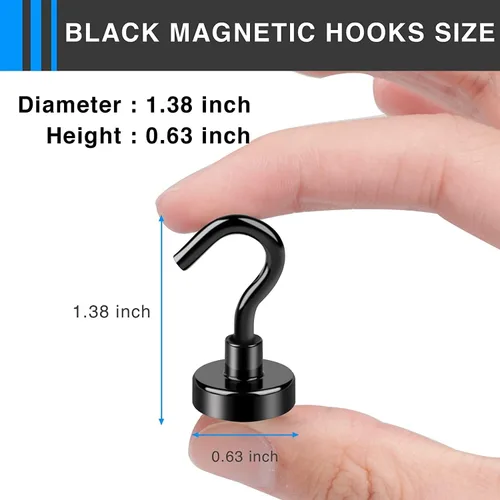Miniatura 2 de LOVIMAG - Ganchos magnéticos, imanes de 30 libras con ganchos para crucero, ganchos magnéticos negros para colgar, refrigerador, aula, nevera