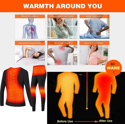 Miniatura 3 de scosao Conjunto de ropa interior térmica con pantalones térmicos para hombre, capa base de calefacción para invierno, parte superior e inferior
