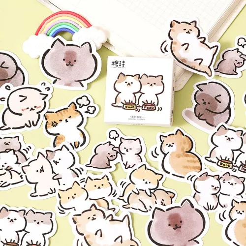 Miniatura 3 de 45 piezas de lindas calcomanías de gato para álbumes de recortes, diario de viñetas, decoración DIY, planificadores, maletas, diario, cuadernos