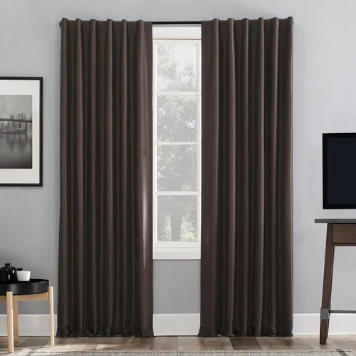 Miniatura 24 de Sun Zero Greyson - Valance de cortina con pestaña trasera de seda de dupioni de imitación con borlas de cuentas y aislamiento térmico total opaco