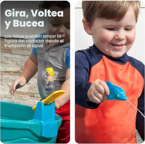 Miniatura 6 de Step2 Mesa de agua marítima para derrame y salpicadura, juego sensorial de dos niveles para actividades de agua y arena, viene con paraguas