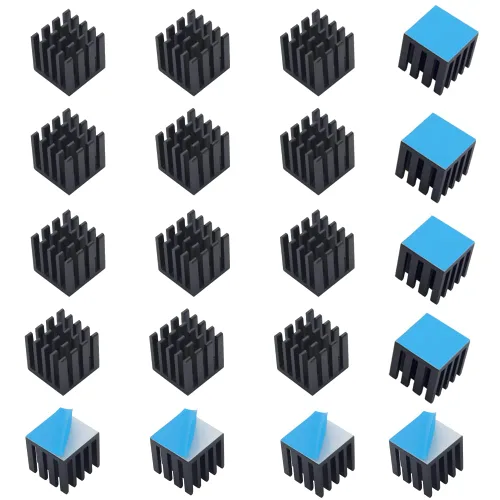 Disipador de calor de aluminio de 0.59 x 0.59 x 0.59 pulgadas / 0.591 x 0.591 x 0.591 in con cinta adhesiva conductora térmica para Raspberry Pi,