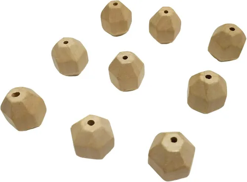 Miniatura 6 de 30 cuentas hexagonales de madera natural, sin acabar, geométricas, octogonales, accesorios de joyería para bricolaje