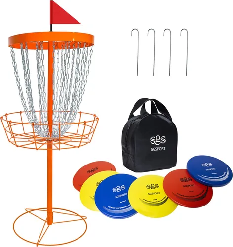 Miniatura 8 de Disc Golf Basket - Portable Disc Golf Target with Heavy Duty 24-Chains Come with 6pcs Disc Golf Discs and Carry Bag, Ground Stake -Suitable for