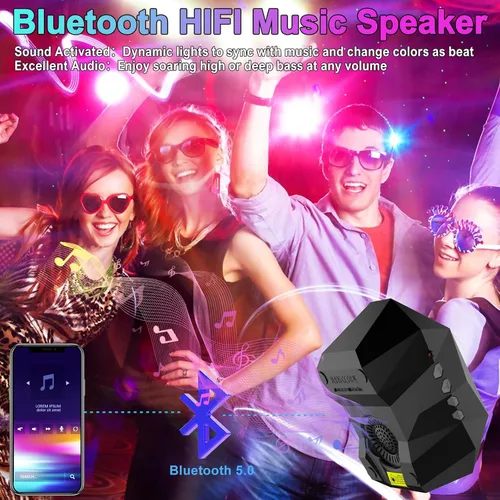 Miniatura 4 de Cadrim Proyector de estrellas con altavoz Bluetooth y control remoto, proyector de galaxia, luces del norte, proyector Aurora con estrella lunar
