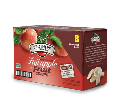 Brothers All Natural, Fuji Apple Fritas liofilizadas de frutas, sin gluten, sin OMG, nada añadido, bolsa resellable de 1 onza (paquete de 8)