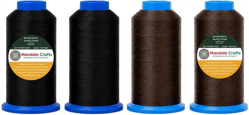 Miniatura 105 de Mandala Crafts - Hilo de nailon para coser cuero, tapicería, mezclilla y para trenzar el pelo; resistente, 1500 yardas, tamaño 69 T70 Marrón