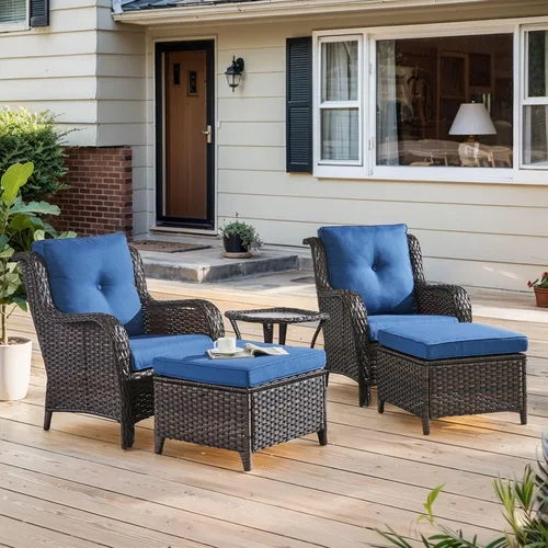 Miniatura 70 de Belord Juego de muebles de exterior, sillas de mimbre para patio, muebles de ratán de 3 piezas con mesa auxiliar, juegos de sillas bistró de patio