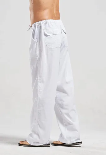 Miniatura 2 de utcoco Qiuse - Pantalones de playa para hombre, corte holgado, pierna recta, cintura elástica, marino
