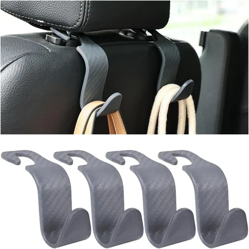 Miniatura 7 de 4 ganchos para reposacabezas de asiento de coche, soporte de colgador para asiento trasero, organizador de vehículo universal y elegante