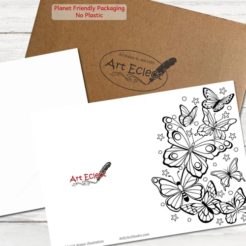 Miniatura 5 de Art Eclect Tarjetas para colorear para adultos, tarjetas de felicitación de mariposa para colorear para cumpleaños, aniversario, agradecimiento