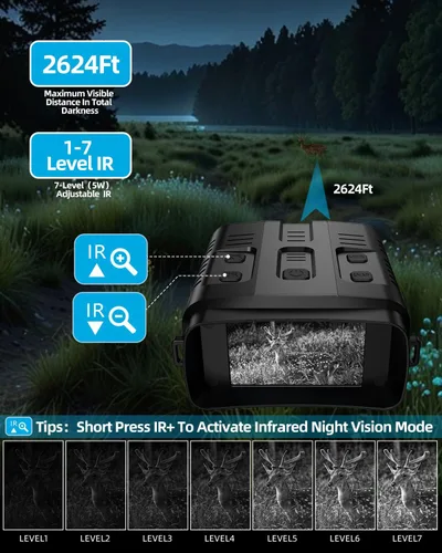 Miniatura 3 de Gafas de visión diurna/nocturna 4K Binoculares de visión nocturna con aplicación inteligente – Rango de visión de hasta 2642 pies, pantalla LCD HD