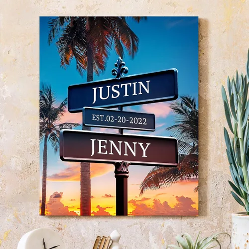 Miniatura 46 de CP CANVASPATH Nombre y fecha de pareja en la playa, impresiones en lienzo personalizadas, regalo de amor para aniversario, boda, cumpleaños y Arte
