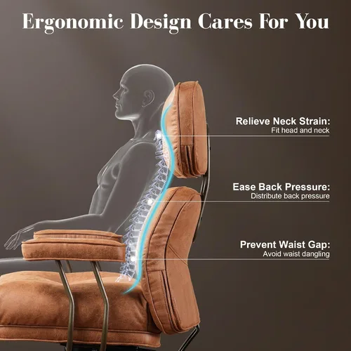 Miniatura 4 de Silla ergonómica de escritorio de oficina en casa, silla giratoria de 360° con inclinación y altura ajustable con cojín grueso y reposabrazos