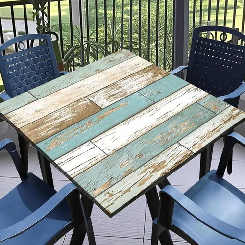 Miniatura 10 de Round Fitted Tablecloth with Elastic Outdoor Table Cover Round Elastic Tablecloths for Tables Waterproof Wipeable Table Cloths for