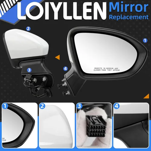 Miniatura 3 de Espejo retrovisor derecho del lado del pasajero de repuesto para Chevrolet Chevy Cruze 2017 2018 2019 2020 2021 2022 2023 - Espejos retrovisores