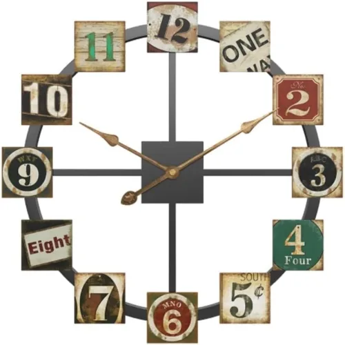 Home Decoration Clock Wall Clock Vintage Style Industrial Silent Numeral Hanging Clock for Home Office Restaurant Hotel Cafe Decoration Clock Wall